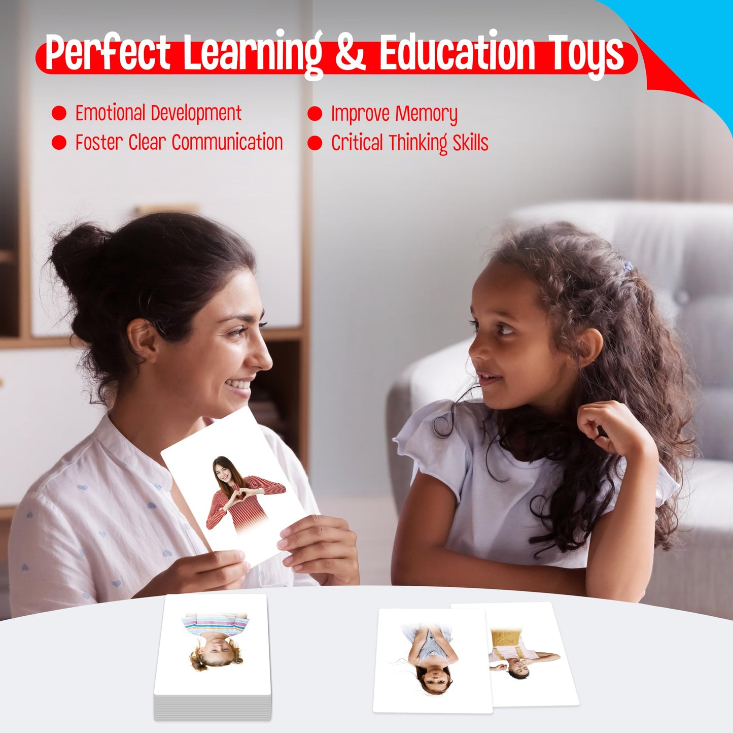 50 Emotion Flashcards, Realistic Feeling Picture Cards Emotion Picture Photos Kids, Adults, Homeschool, Speech Therapy, ABA, Dementia, Aphasia, Occupational Therapy, ESL and Autism Learning Material