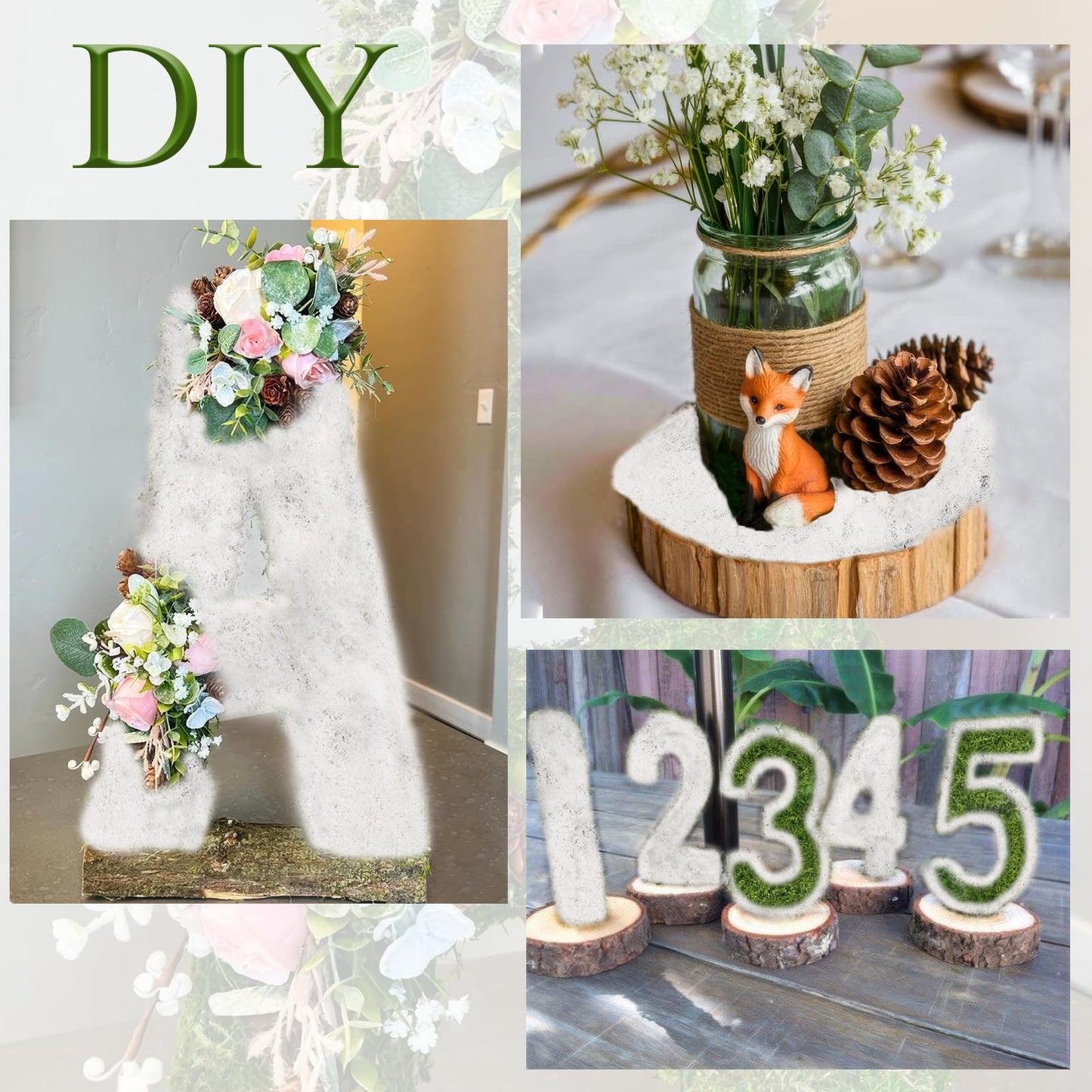 FAICOIA 2 Pcs Fake Moss Table Runner Rolls for Decoration 4" x 47" Artificial Moss for Plants Indoor White Faux Grass for Planters Crafts DIY Table Centerpieces Fairy Garden Floral Wedding 10 x 120cm