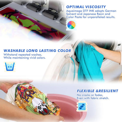 Premium DTF Ink 3000 ml, DTF Transfer Ink for PET Film, Refill Ink for printheads ET-8550, XP-15000, XP600, I3200, L1800, Direct to Film Heat Transfer Printing, 500ml x 6 (2W+BKCMY)