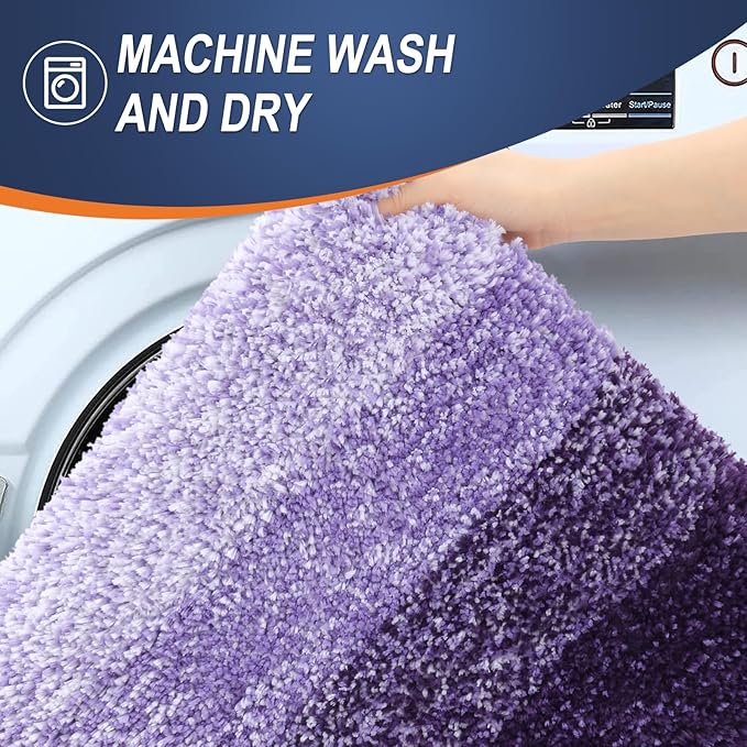 OLANLY Bathroom Runner Rugs Mat 70x24, Extra Soft Absorbent Microfiber Bath Rugs, Rubber Backing, Quick Dry, Washable Long Bath Mats for Bathroom Floor, Tub and Shower, Home Decor Accessories, Violet