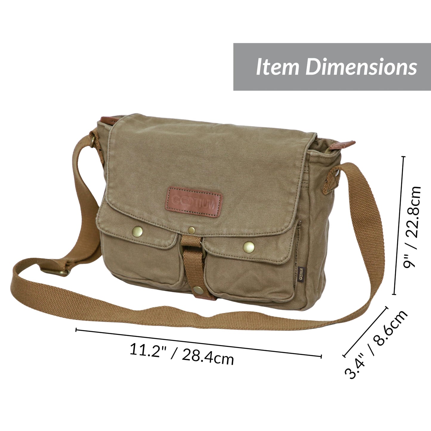 GOOTIUM Canvas Messenger Bag - Vintage Crossbody Shoulder Bag Military Satchel, Field Tan