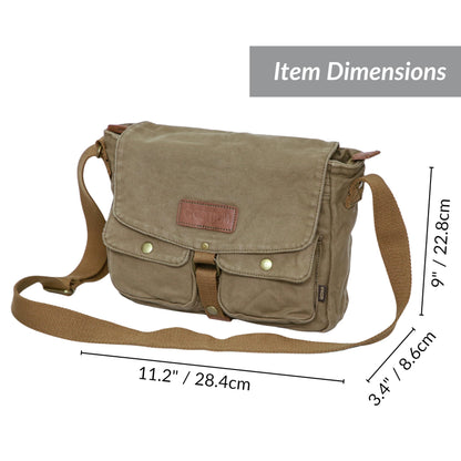 GOOTIUM Canvas Messenger Bag - Vintage Crossbody Shoulder Bag Military Satchel, Field Tan