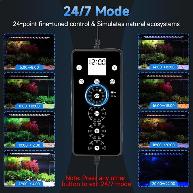 fishkeeper LED Aquarium Plant Light, 24/7 Full Spectrum Aquarium Light with 5 Nature Weather Mode, Auto On Off with Timer for 24-32 Inch Fish Tank, Adjustable Colors/Brightness with Memory Function