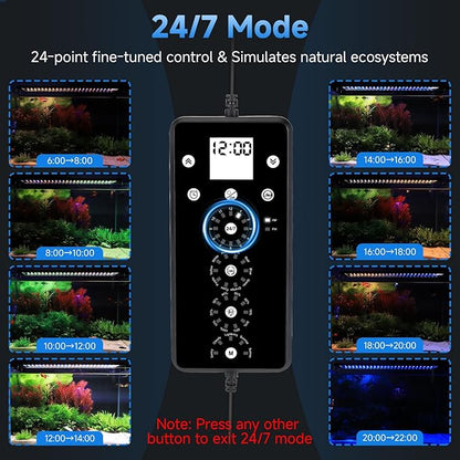 fishkeeper LED Aquarium Plant Light, 24/7 Full Spectrum Aquarium Light with 5 Nature Weather Mode, Auto On Off with Timer for 24-32 Inch Fish Tank, Adjustable Colors/Brightness with Memory Function