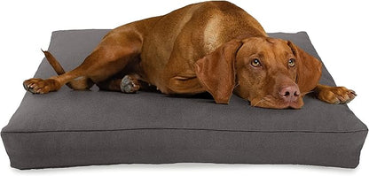 Large - 42 x 28 x 5 - Shadow Gray Premium Organic Hemp Dog Bed - CertiPUR Fill - Removeable Cover