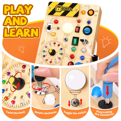 Grarain Busy Board for Toddlers - Montessori Educational Toy for 1-3 Year Old Boys & Girls | Travel-Friendly Sensory Learning Activity | Ideal for Kids with Autism(Clocks Busy Board)