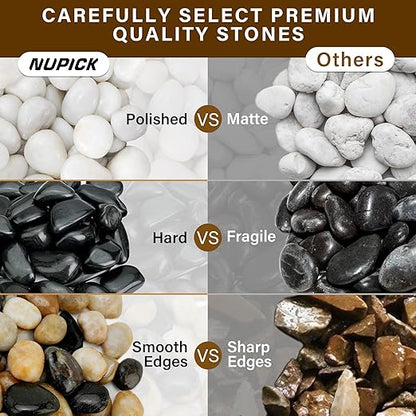 NUPICK 6lb River Rocks for Plants Indoor, 1-2Inch Mixed Pebbles for Vase Fillers, Decorative Gravel for Fish Tank, Natural Polished Stones for Succulent, Bonsai, Landscaping, Bird Baths