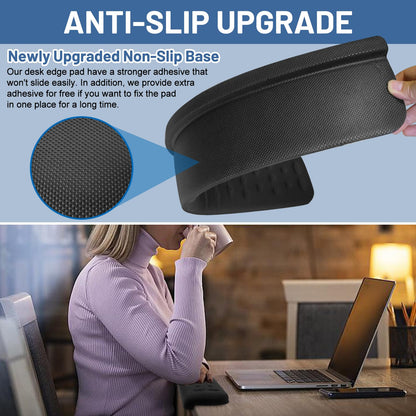 Full-Size Desk Edge Cushion, L-Shaped Desk Elbow Pad, Memory Foam Desk Arm Rest Pad for Forearms, Ergonomic Elbow Rest and Wrist Support for Desk (24 Inch)