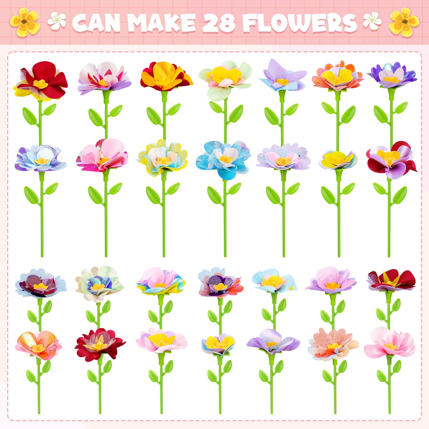 Toyly DIY Fabric Flower Bouquets Toys Accessories - Flowers Market Toy Fittings - Arts & Crafts Toy Parts