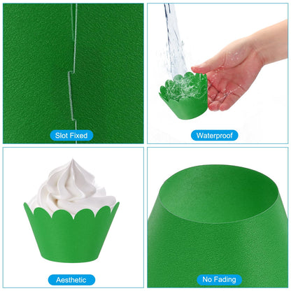 PATIKIL Cupcake Wrappers Paper, 50 Pack Baking Cups Standard Wave Decoration for Anniversary Birthday Weddings and Parties, Dark Green