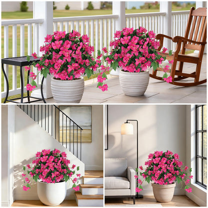 2Pack Artificial Bougainvillea Topiary Ball for Outdoor, Fake Silk Flowers Plants Bushes with Ground Spike, Faux UV Resistant Shurbs Trees for Outside,Front Porch,Patio,Balcony Decor