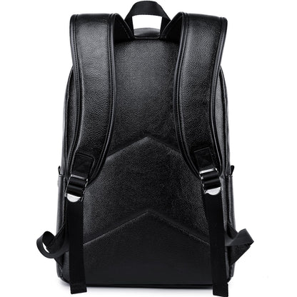 weiatas Black Leather Laptop Backpack for Men Women Work Travel, College School Backpack Casual Daypack fits 15.6 Inch