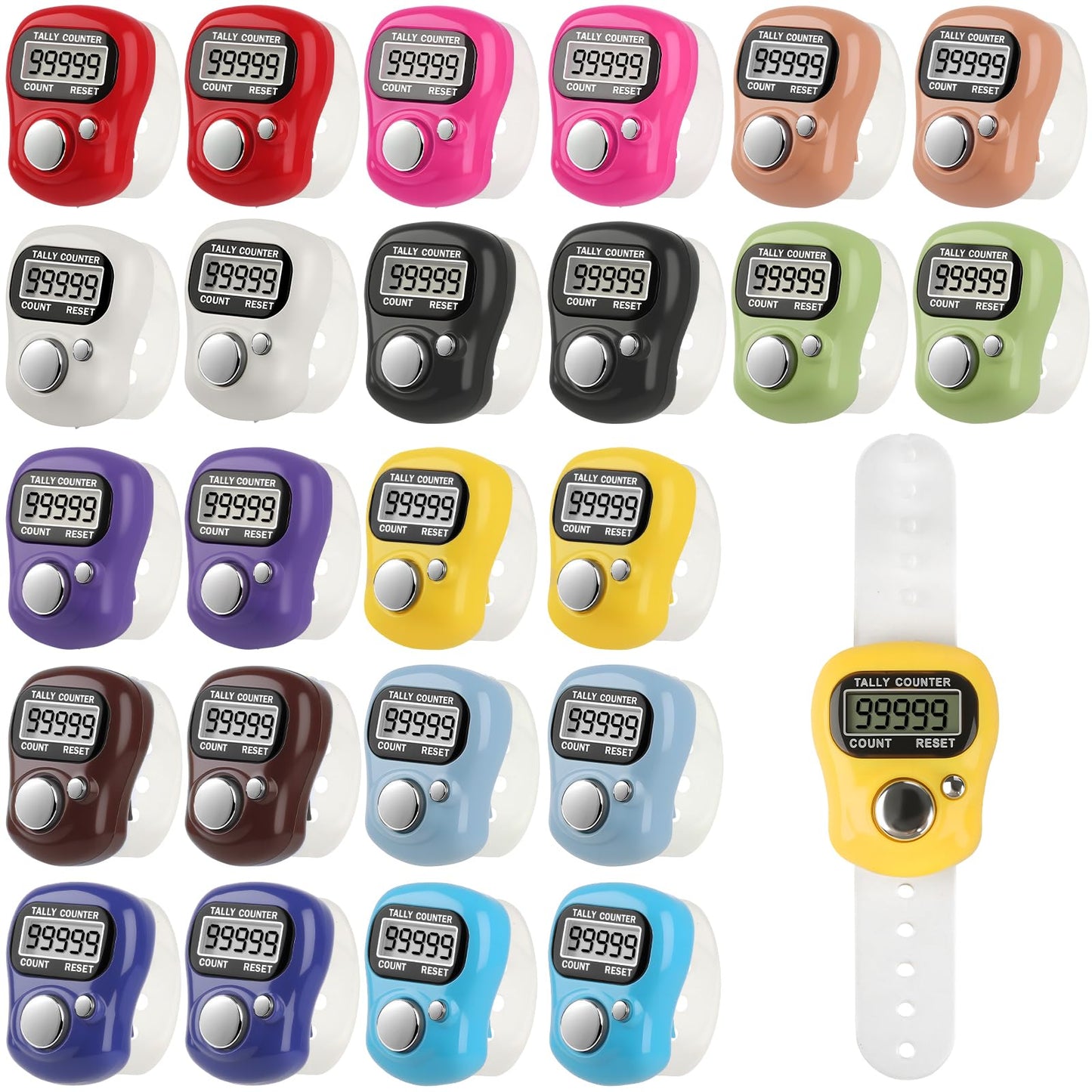 VZZNN Electronic Finger Counter 24 Pack Handheld Tally Counter Bulk 5 Digit Number Count Clicker,12 Colors Counting Numbers for Coaching, for Coaching, Fishing, Golf, School Stadium Events