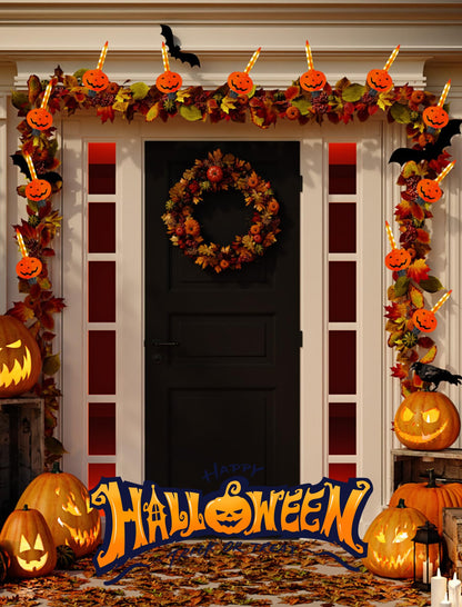 7.5FT Halloween Pumpkin Bubble String Lights Outdoor, 8 LED Jack O' Lantern Bubble Lights, Plug-in Halloween Decorative Lights Waterproof for Yard Porch Garden Pathway Party Christmas Tree Decor