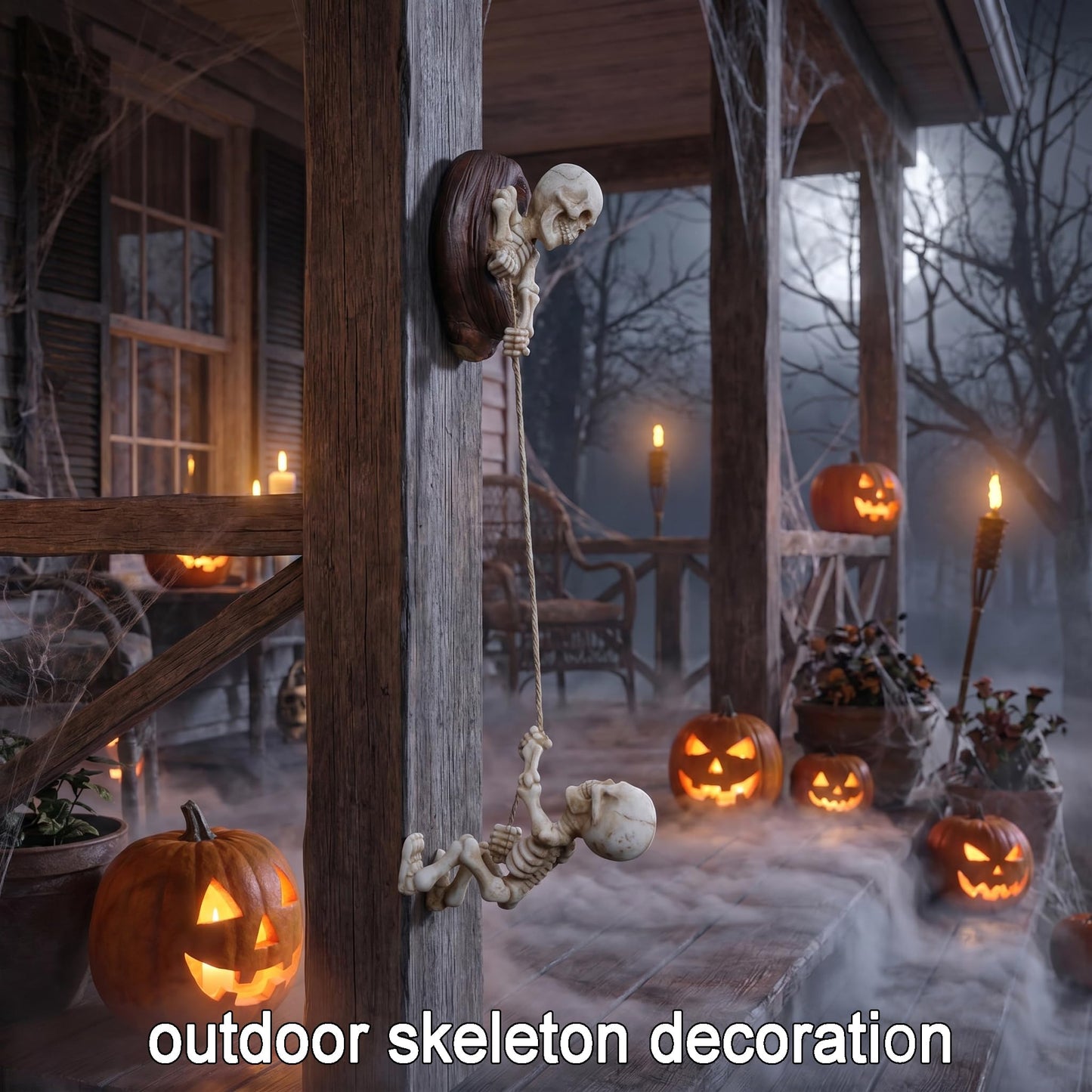 TB TIBAG Skeletons Climbing Tree Sculptures Gothic Garden Decors - Mini Skeletons Tree Huggers Outdoor Halloween Decorations Yard Art Garden Statues