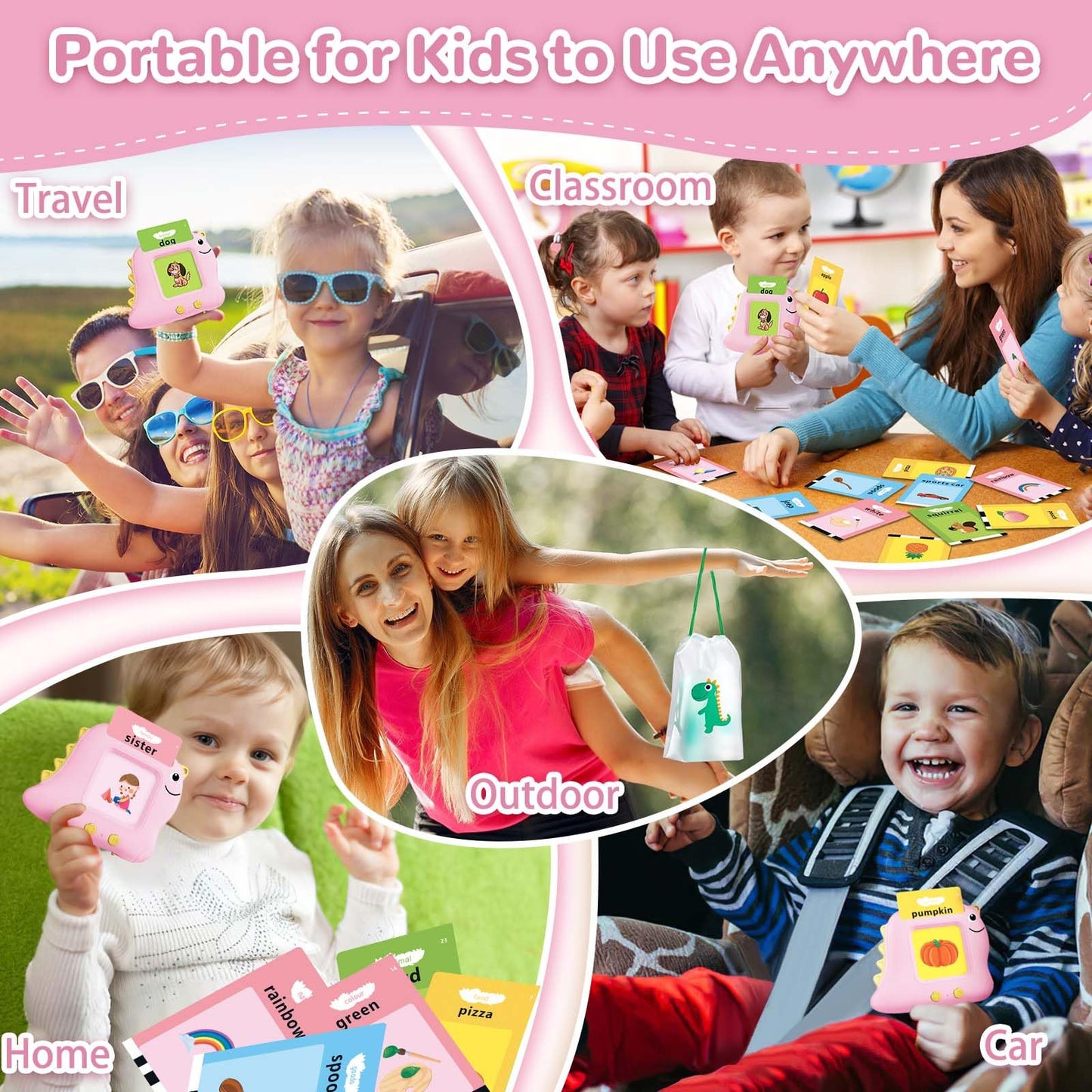 Alotwan Girls Toys Montessori Toys for 2 3 4 Year Old, Talking Flash Cards with 510 Sight Words, Sensory Speech Therapy for Toddlers 2-4 Autism Children, Preschool Learning Kids Gifts