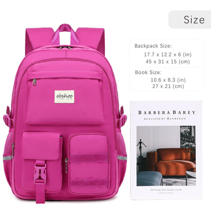abshoo School Backpack for Girls Bookbag with Lunch Bag Teen Girls School Bag Travel Daypack (Hot Pink)
