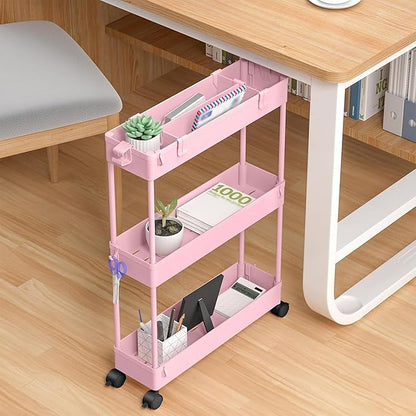 SPACELEAD 2-piece Set Slim Storage Cart 3 Tier,Bathroom Organizer Rolling Utility,Mobile Shelving Unit Slide Out for Office, Kitchen, Laundry Room & Narrow Places