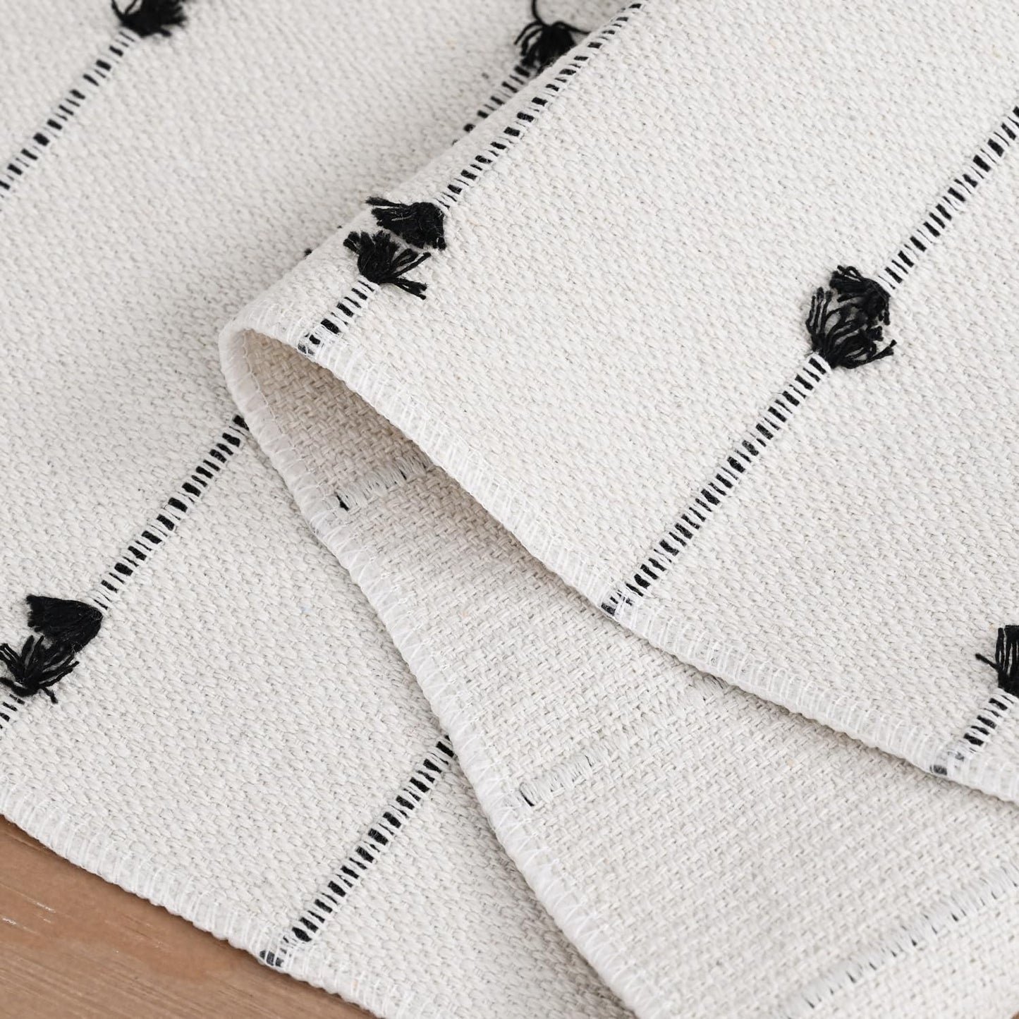 Artoid Mode Black Boho Farmhouse Cotton Woven Table Runner, Seasonal Halloween Kitchen Dining Table Decoration for Home Party Decor 12x72 Inch
