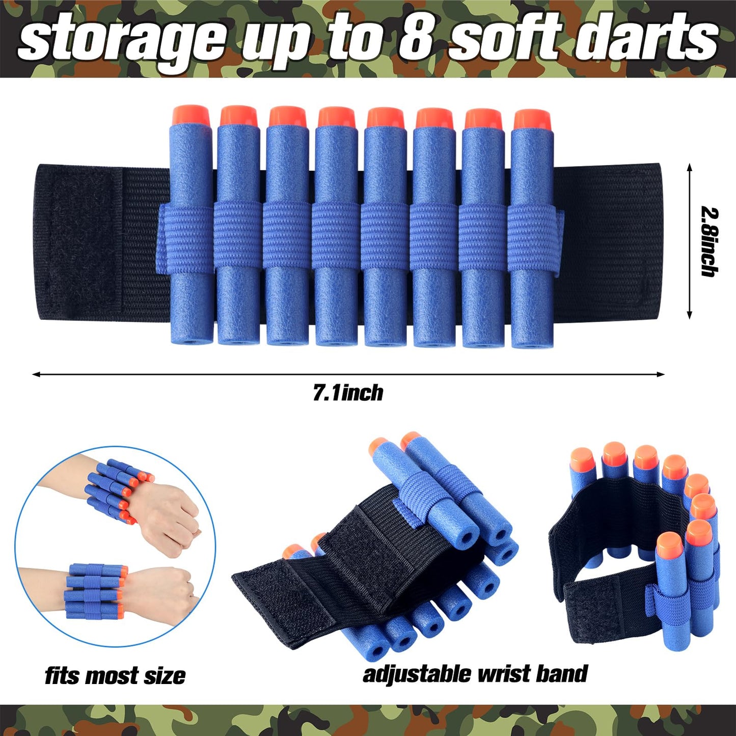 Sosation 8 Sets Kids Tactical Vest Compatible with Nerf Party Favor Accessories, Face Mask Wrist Ammo Holder Toy Gift Supplies Boys (Orange and Blue)
