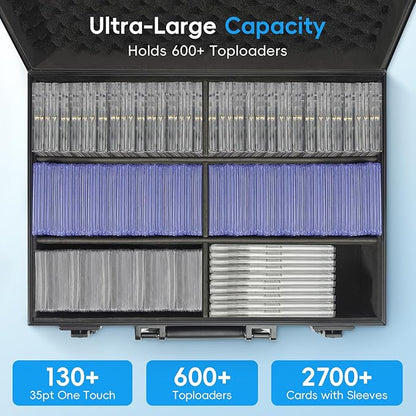 ANNLOV Toploader Storage Box for 3"x4" 35pt Rigid Cards, Holds 600+ Toploaders, Sports Card Storage Case Organizer, Trading Card Storage Box with Lock,Card Case Holder