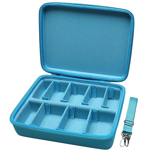L LTGEM Card Game Case Compatible with Cards Against Humanity/Magic the Gathering/UNO/Pokemen/Baseball/Football Cards 2500+, Trading Card Storage Box with 6 Dividers and Shoulder Strap, Sky Blue