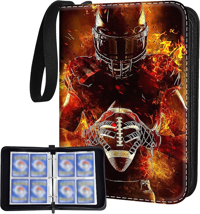Football Card Binder Holder 480 Pockets with 60 Removable Sleeves, Portable Sports Trading Cards Binder Album Collector Organizer Protectors with Zipper,Waterproof