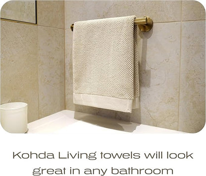 Luxury Silver-Infused Beige Guest Hand Towels 2-Pack Set, 23.6"x17.7"