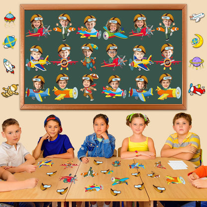 60pcs Pilot Airplane Cutouts Aircraft Bulletin Board Decorations Adventure Travel Theme Paper Cut-Outs Classroom Decorations for Classroom DlY Craft Photo Kindergarten Preschool Wall Door Supplies