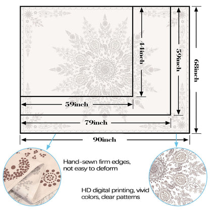 Lunerfex Boho Floral Tapestry Mandala Wall Tapestry, Cute Tapestries for Bedroom Beige Flower Tapestries Wall Hanging for Bedroom Living Room Decor Beige-2 70"x90"
