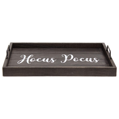 Elegant Designs HG2000-KHP Halloween Witch Decorative Wood Serving Tray w/Handles, 15.50" x 12", Black Wash Hocus Pocus