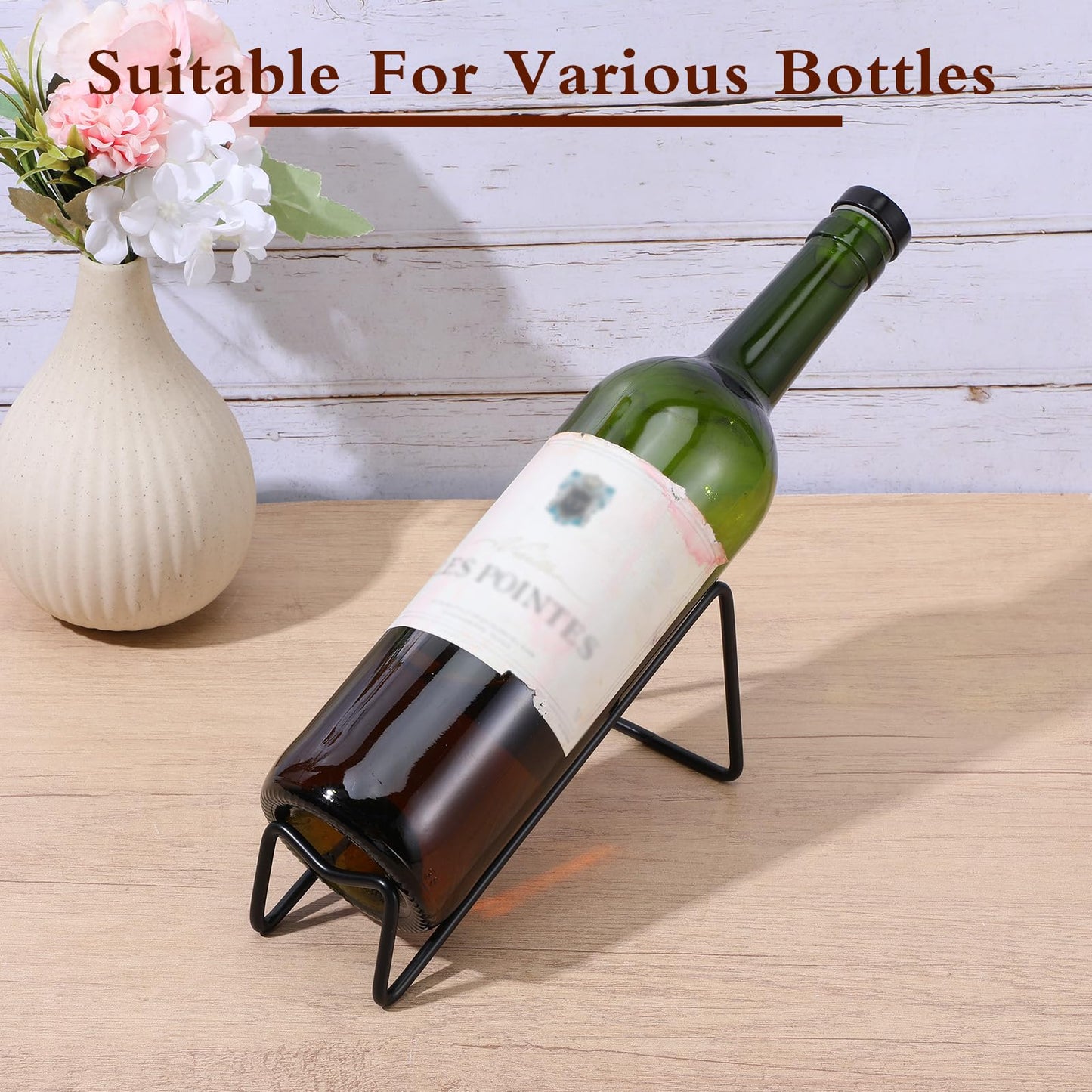 8pcs Single Wine Bottle Rack, Metal Tabletop Wine Display Racks, Stylish-Wine Bottles Organizer, Black Simple Style Single Bottle Champagne Rack, for Home Decor, Restaurants, Bar, Kitchen, Party