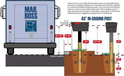 Mail Boss 7124 In- Ground Steel Mounting Mailbox Post, Wood Grain