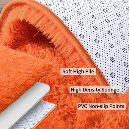 Ailyei Soft Runner Rugs for Bedroom Hallways, 2x3 Orange Fluffy Shag Throw Area Rug Non Slip for Bedside Dorm, Long Shaggy Furry Carpet for Nursery Living Room