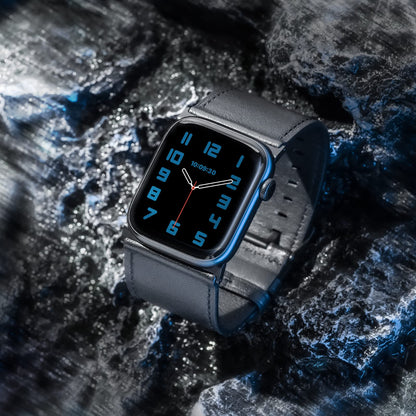 Tefeca Dual Series Band Compatible with Apple Watch Ultra 2/Ultra 49mm, Series 10 46mm, Series 9/8/7 45mm, SE2/SE/6/5/4 44mm (Black Leather with Black Adapters, 49/46/45/44mm)
