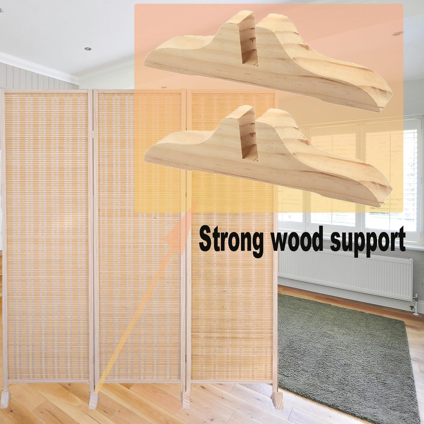 LIFTATAPA 4pcs Folding Room Divider Stand, Room Dividers Screen Holder Feet Partition, Wooden Room Divider Stand with Screws, Folding Privacy Screen Holder for Hotel Home Office