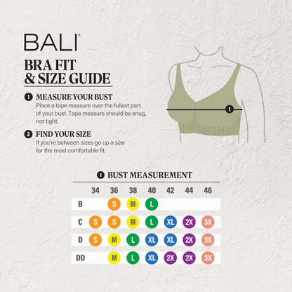 Bali Women's Wireless Bra, Comfort Revolution Seamless T-Shirt Bra, Moisture-Wicking, ComfortFlex Fit