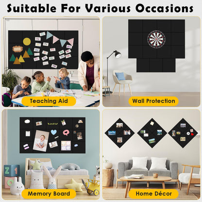 MAPVOLUT 2 Pcs Felt Boards - 24"x12" Reusable Cork Board Alternative for Wall with 30 Pins, 10 No-Trace Adhesive & Guide - Perfect for Office, Classroom, Home Decor, Bulletin Board, and Dartboard