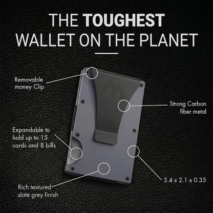 Mountain Voyage Co Minimalist Wallet for Men & Women - Slim RFID Wallet, Scratch Resistant, Credit Card Holder & Money Clip, Easily Removable Money & Cards, (Gunmetal Titanium)