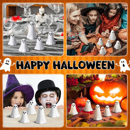 Amyhill 5 Pcs Halloween Ghost Figurine Resin Ghost Sculpture Statue Cute Halloween Decorations Spooky Tiered Tray Decor for Indoor Home Table Centerpieces Party Kitchen Tabletop Shelf(Fresh,White)