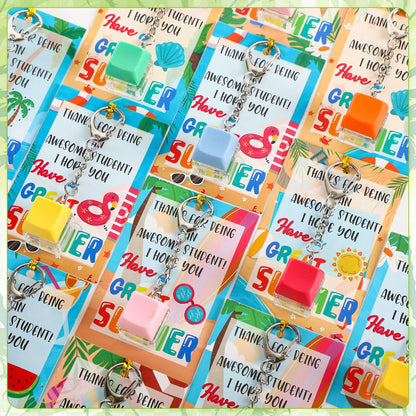 Seenelling 24 Set End of The School Year Gifts for Students Keyboard Fidget Clicker Keychain with Cards and Twist Ties Summer 2026 Graduation Party Favors for Last Day of School Gifts Prizes