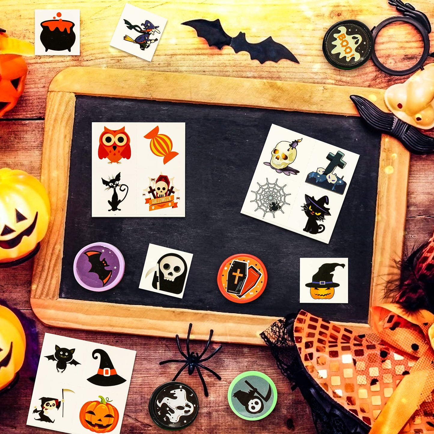 Max Fun 192pcs Halloween Party Favors Toys Stamps Halloween Stickers for Kids Halloween Party Supplies, Goodies Bags, Classroom Game Reward Prizes(Halloween)
