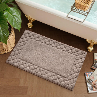 LUMI Bathroom Rugs, Ultra Soft Absorbent Bath Mat for Shower, Non Slip Washable Bath Rugs with Rubber Backing, Microfiber Plush Quick Dry Floor Mat for Bathtub, Floor, Brown, 24x36
