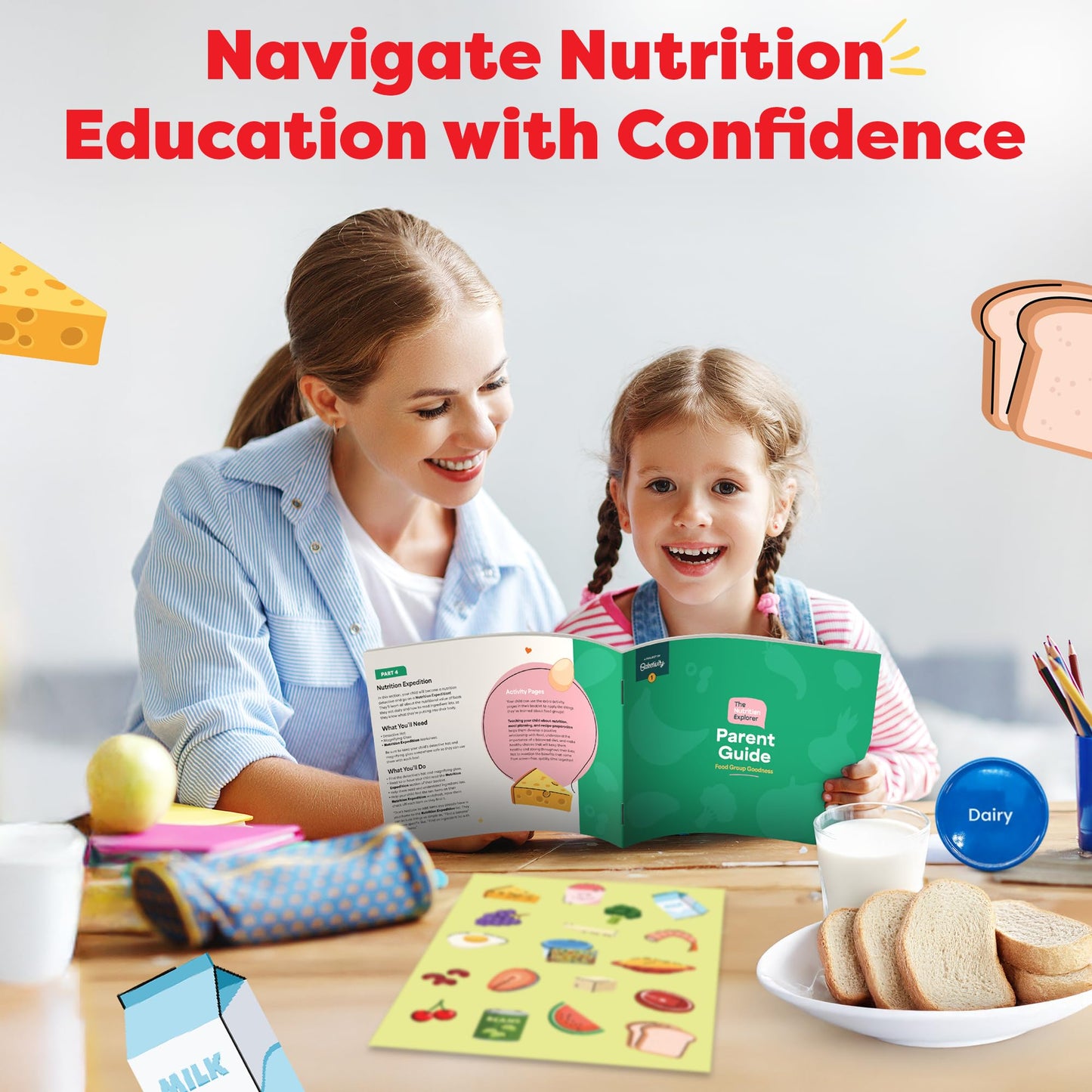 Baketivity Nutrition Explorer Kit – STEM Learning for Kids with Detective Costume, Food Chart Puzzle, Portion Plate, Stickers & Recipe Book