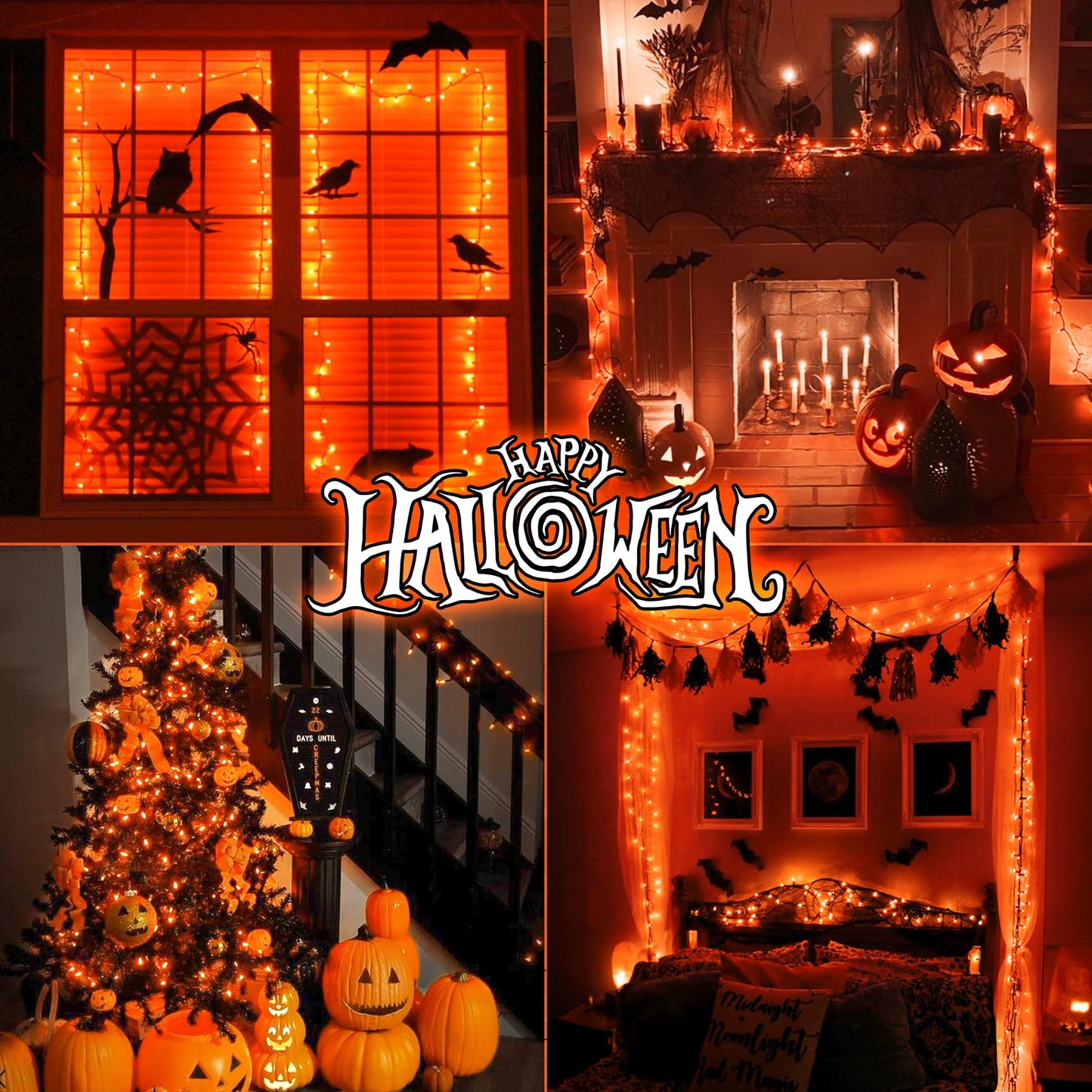 woohaha Outdoor Halloween Lights(23 Feet,100 Count)-Incandescent Orange Christmas Lights with Black Wire,Mini Orange String Lights Connectable for Patio,Garden,Tree,Party, Halloween Decoration