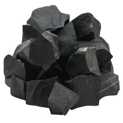 Amazing Gemstone Black Agate Raw Crystals and Healing Stones, Natural Rocks for Tumbling - DIY Raw Stones and Crystals, 2 Pieces