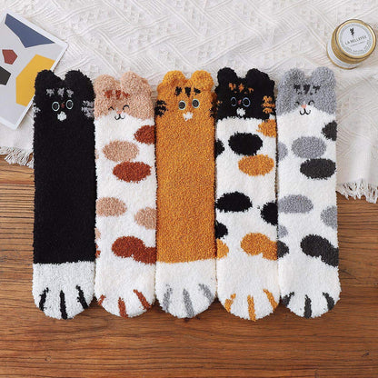Horuru Cat Fuzzy Socks for Women，Cats Fluffy Cozy Slipper Socks Birthday Gifts for Her Christmas Gift for Women
