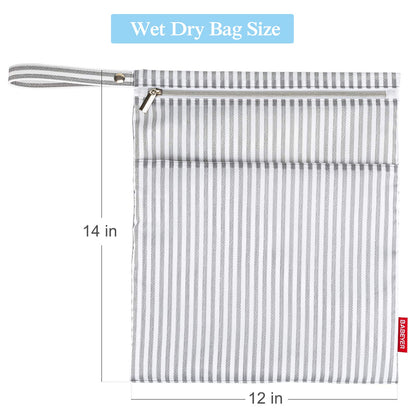 BABEYER 2Pcs Wet Dry Bags for Baby Cloth Diapers Waterproof Washable Reusable with Two Zipper Pockets for Dirty Gym Clothes, Travel, Beach Pool Daycare Soiled baby Accessories