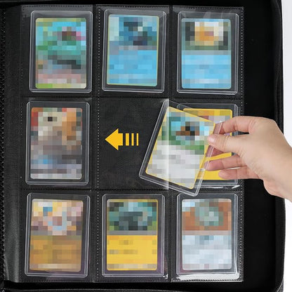Toploader Binder, Holds 324 Toploaders, 9 Pocket Top Loader Binders with Sleeves for 3 x 4'' Toploaders, Double-Sided Pocket Top Loader Storage Binder, Trading Card Binder - Diamon Red
