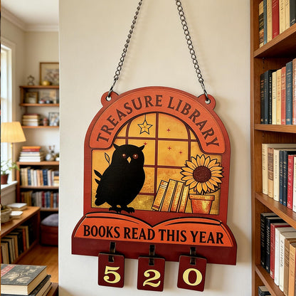 Reading Tracker Counter Sign, Wooden Books Read This Year Display, Book Lover Gift for Librarian, Reader, Teacher, Women, Wall and Table Decor for Home Library, Teachers, Book Lovers（Owl design）